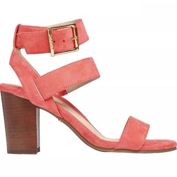 Vionic 8.5 Sofia Coral Block Heeled Sandal Suede - Picture 2 of 12
